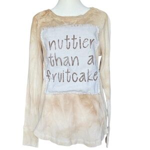 Long Sleeve Waffle Knit Nuttier Than A Fruitcake Top Sz M
